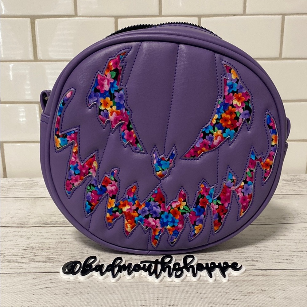 *Love Pain and Stitches Bad Company Multi Floral and Violet Pastel Pumpkin Purse